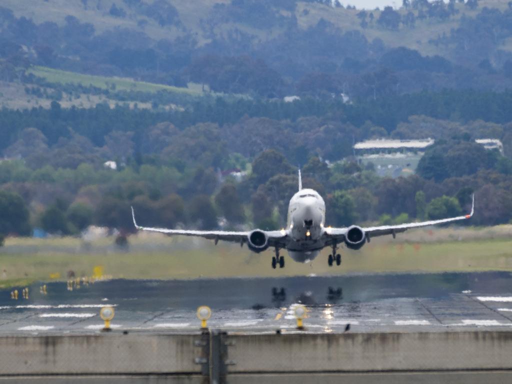 A domestic flight arrives at Canberra Airport earlier this month. Picture: NCA NewsWire/Martin Ollman