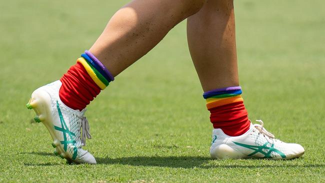 Round 6 of the NTFL saw the inaugural Pride Matches played between Waratah and PINT. Picture: Jack Riddiford / AFLNT Media.