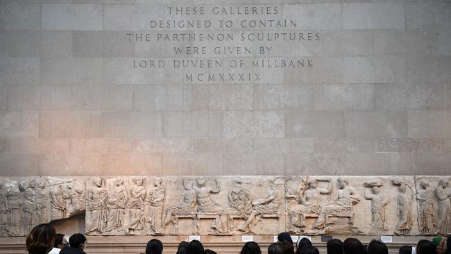 The Elgin Marbles, at the British Museum in London (Photo by Daniel LEAL / AFP)