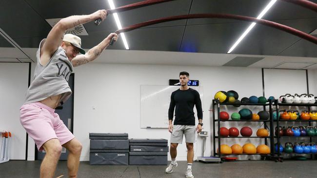 Personal trainer Danny Kennedy puts Murray through his paces. Pic: Micheal Klein