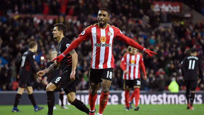 Jermain Defoe of Sunderland celebrates scoring.