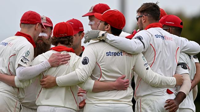 West Coburg players during the VTCA West Coburg v Airport West St Christophers cricket match in Pascoe Vale South, Saturday, Nov. 12, 2022. Picture: Andy Brownbill