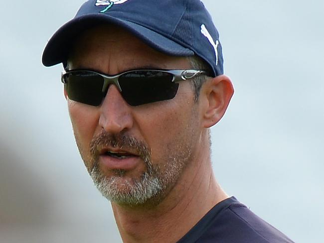 NOTTINGHAM, ENGLAND - MAY 22: Jason Gillespie coach of Yorkshire Vikings during the NatWest T20 Blast between Nottingham Outlaws and Yorkshire Vikings at Trent Bridge on May 22, 2015 in Nottingham, England. (Photo by Tony Marshall/Getty Images)