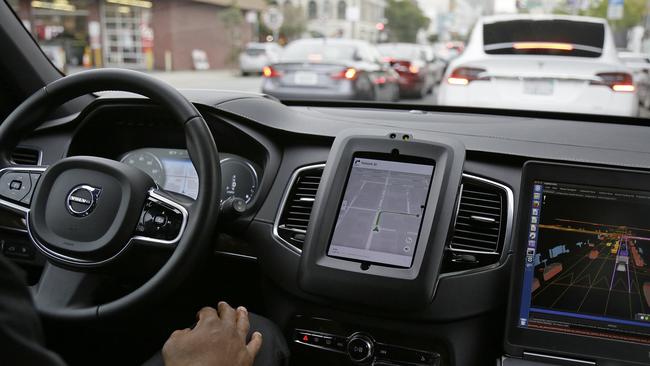 An Uber driverless car during a test drive in San Francisco. Picture: AP