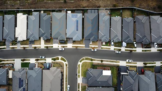 This aerial shot shows houses in Willowdale squeezed in right up against each other. Picture: Jonathan Ng