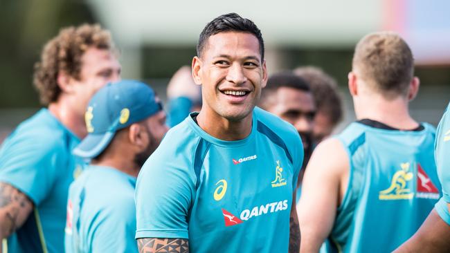 The Qantas Wallabies train at Ballymore, Brisbane, ahead of the June 2017 Arvo Test Rugby Series fixture against Italy. Israel Folau.