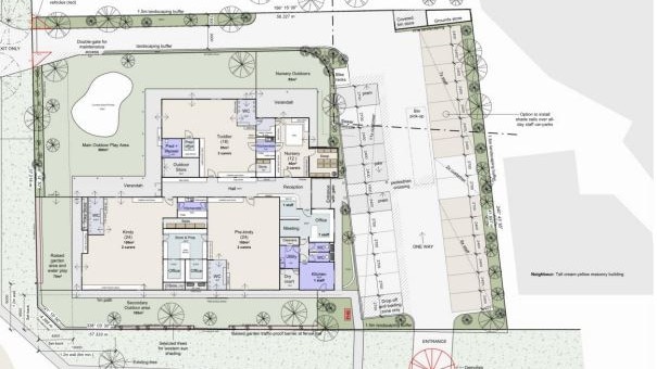 The floor plan for the proposed child care centre in Denning St, North Rockhampton.