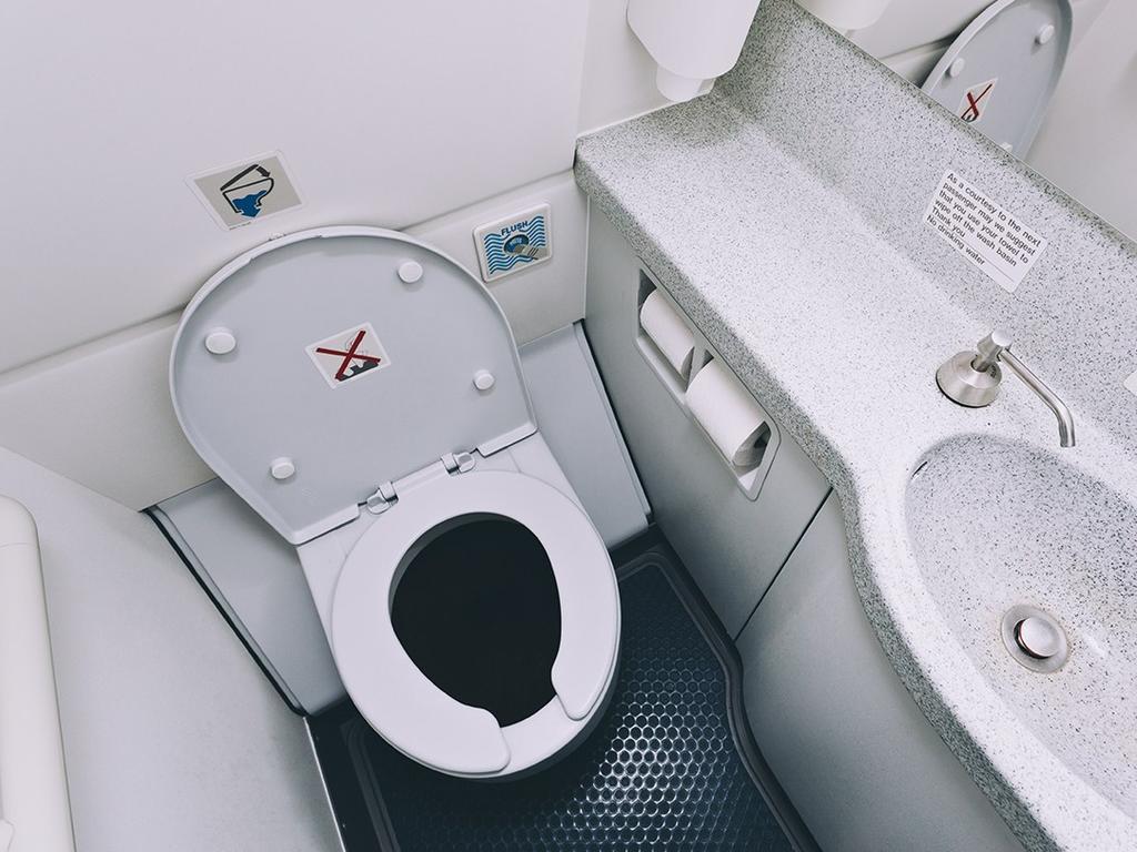 A plane toilet. Not an exit door. Picture: Supplied