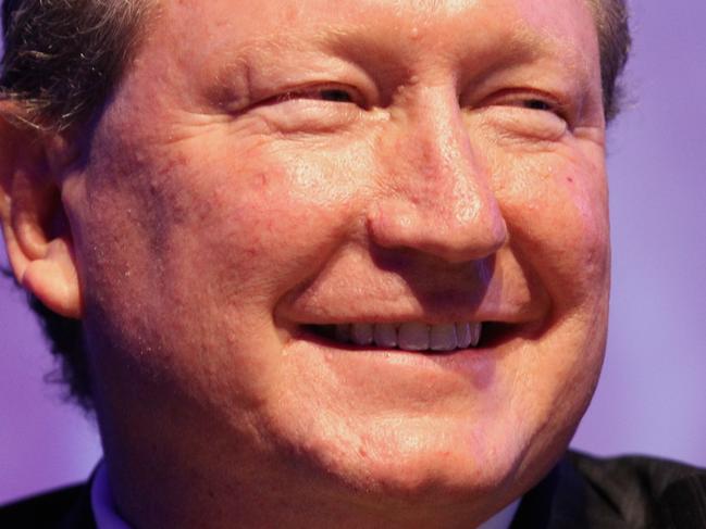 Chairman Andrew Forrest during the Fortescue Metals Group annual general meeting (AGM) at the Hyatt Regency Hotel, in Perth, Wednesday, Nov. 12, 2014. (AAP Image/Richard Wainwright) NO ARCHIVING