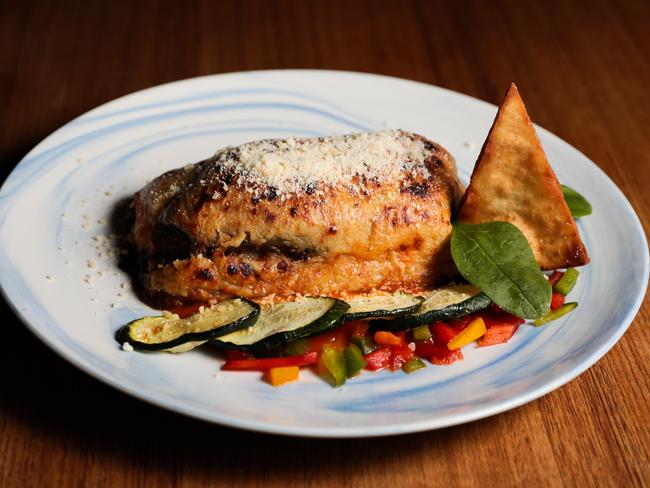 Urban Greek’s moussaka which features a rich, cinnamon-spiked ragu of Tasmanian beef. Picture: Mireille Merlet