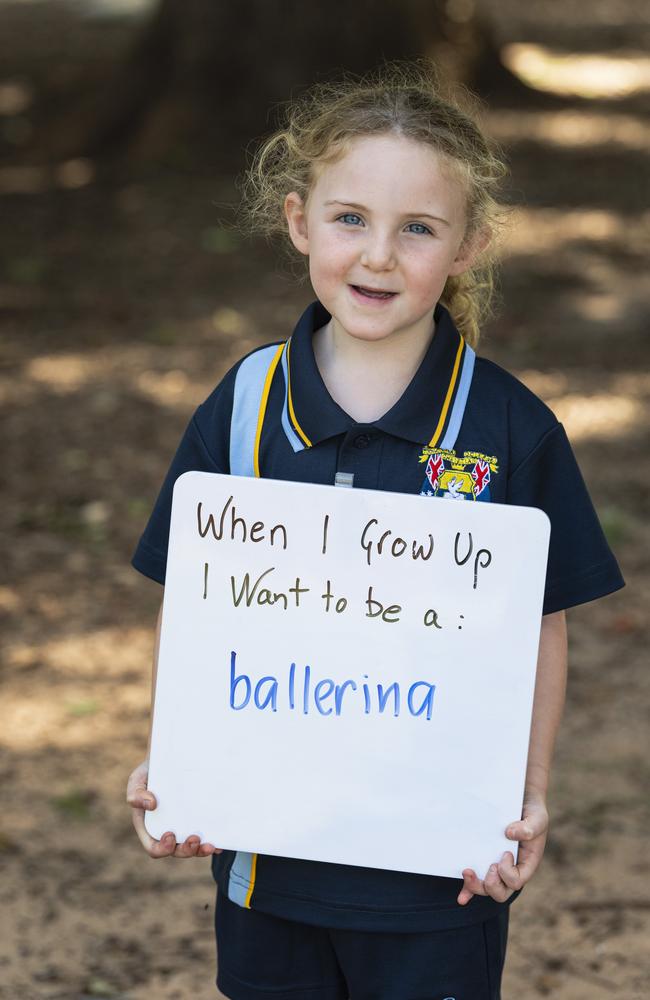 Toowoomba Christian College prep student Thea on the first day of school, Tuesday, January 28, 2025. Picture: Kevin Farmer