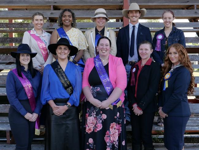 Finalist for the 2023 Burnett Sub Chamber awards.Back row from left: Gina Hamilton (Eidsvold Showgirl), Grace Eggmolesse (Bundaberg Showgirl), Flynn Suendermann (Mundubbera Showgirl), Tylen Wallace (Bundaberg Rural Ambassador), Jessica Hardy (Biggenden Rural Ambassador)Front row from left: Isabella Mielczarek (Teebar Showgirl), Casey Cleary (Mt Perry Showgirl), Whiteney Woodfield (Gin Gin Showgirl), Shan Steffen (Gin Gin Rural Ambassador), Shahna-Leigh Dakin (Teebar Rural Ambassador).