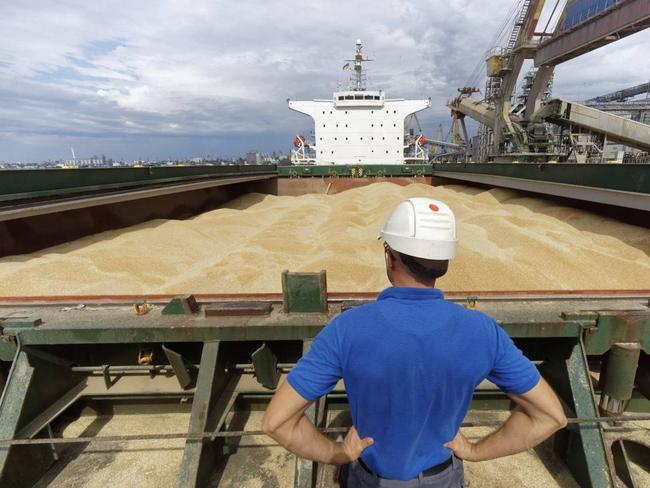 Wheat outbound by ship from Ukraine last year. Picture: Bloomberg