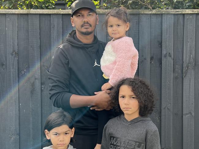 Andy Knight with his children Steele, Fox and Lennox.