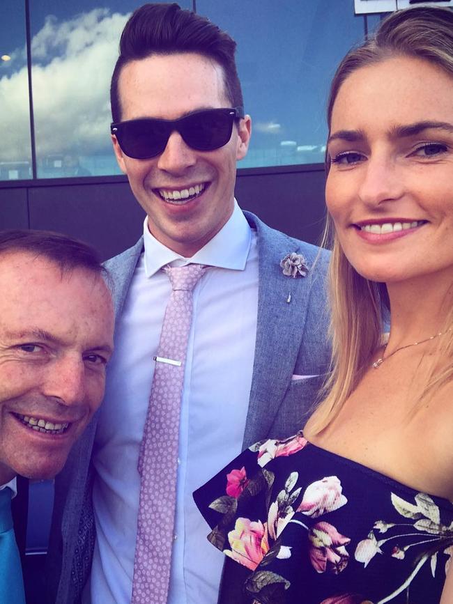 Bridget Abbott, pictured with her dad Tony and boyfriend Dave Hazzard. Picture: Instagram