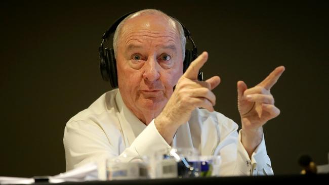 Alan Jones broadcasting a show from the Orange Ex-Services Club ahead of a by-election. Picture: Jonathan Ng