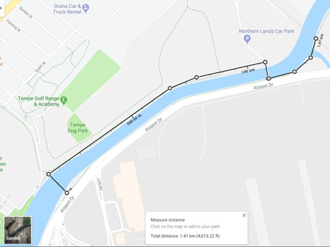 The route of a proposed new cycleway from Tempe to Mascot. Picture: Supplied