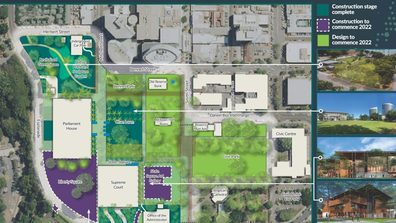 Darwin's Civic and State Square precinct is set to undergo a $145m redevelopment. Map: Supplied