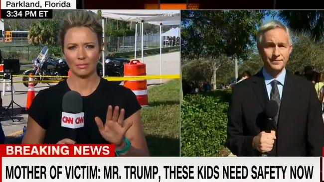 Brooke Baldwin asks for a pause following the interview. Picture: Screengrab/CNN