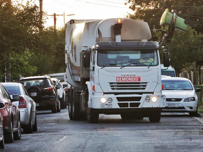 Rubbish collection in Yarraville. Picture: Hamish Blair