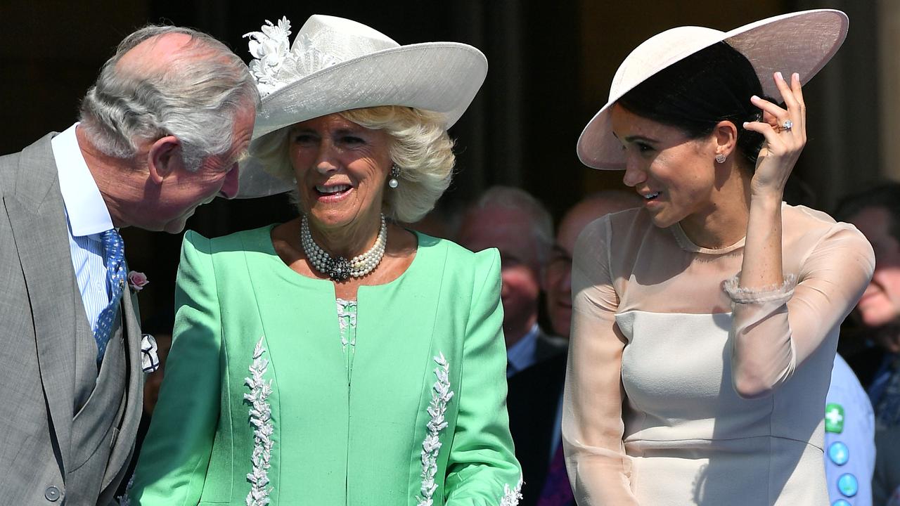 Prince Charles, Camilla and Meghan in May 2018. Picture: Dominic Lipinski/AFP