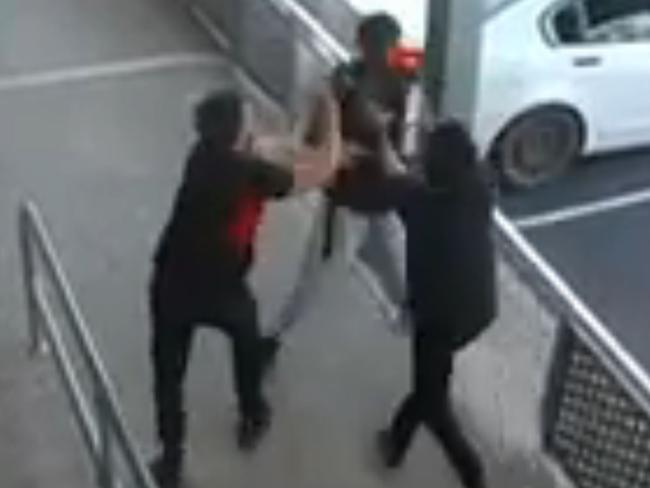 Dramatic footage has emerged of alleged thieves attempting to rob an IGA in Deer Park in Melbourne's west, only to get kicked out after staff began fighting back. Picture: 7NEWS