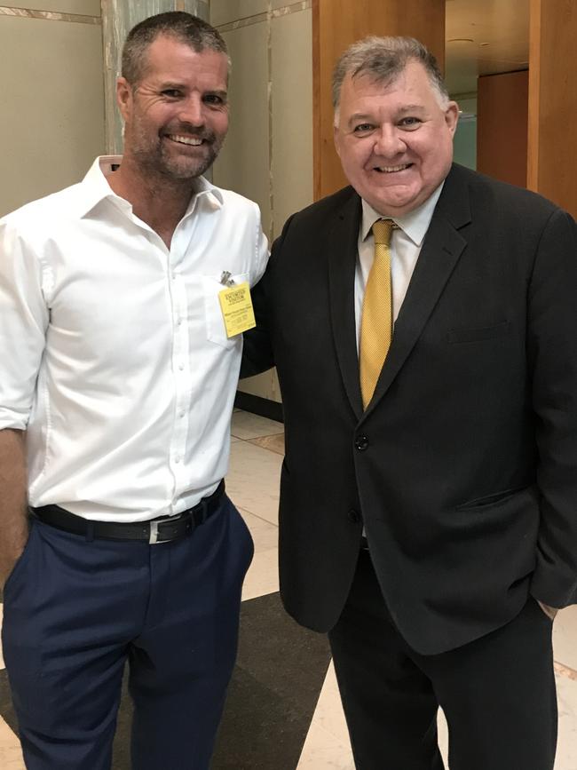 Evans and Craig Kelly in federal parliament today. Picture: Olivia Caisley/The Australian