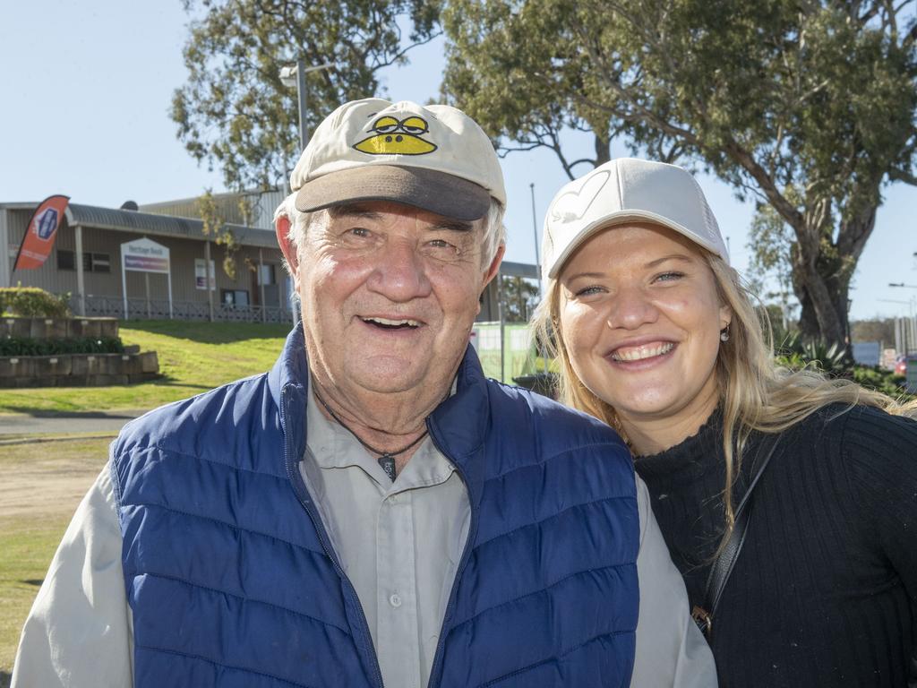 Brian Kowald with his daughter Crystal Kowald at the Queensland Outdoor Adventure Expo, Toowoomba Showgrounds. Friday, July 29, 2022. Picture: Nev Madsen.