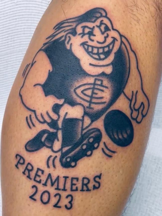 A close up of Melbourne’s most optimistic tattoo. Picture: Supplied