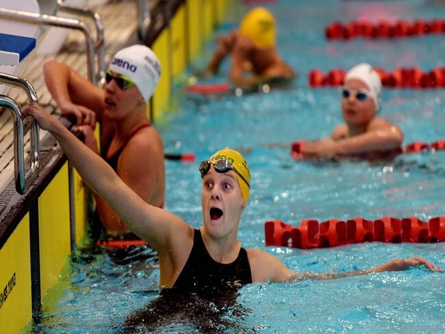 Madeleine McTernan after winning her first international individual gold medal for Australia. SUPPLIED