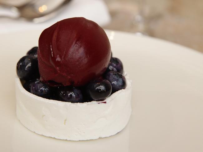 The blueberry vacherin, with a sharp blackberry sorbet.