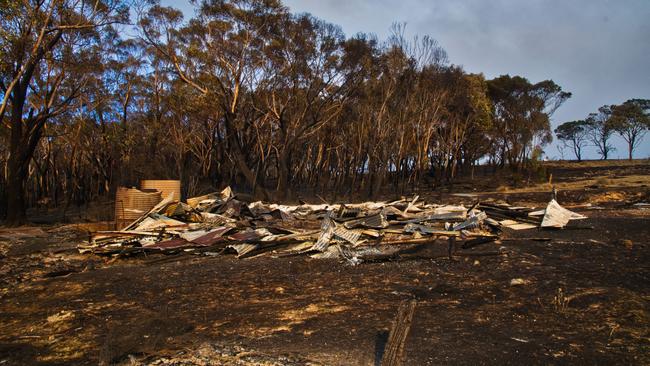 A farm building burnt to the ground near Bannaby. Picture: Timothy Dean/SWA.