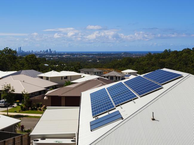 Solar panels on suburban home. For Leader group read about solar energy. Picture: iSTOCK