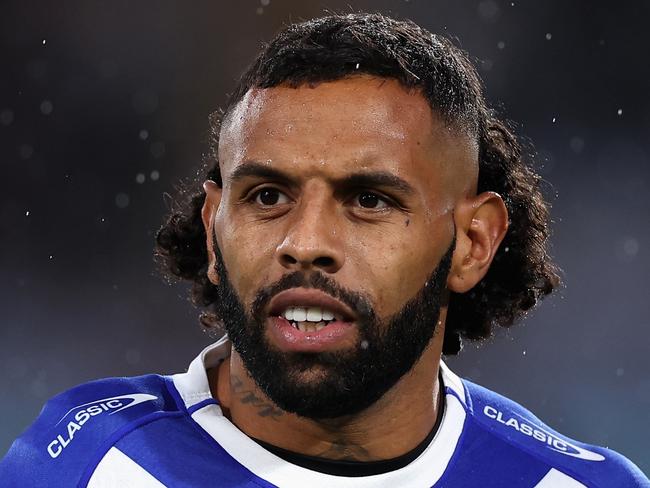 SYDNEY, AUSTRALIA - APRIL 02: Josh Addo-Carr of the Bulldogs warms up during the round five NRL match between Canterbury Bulldogs and North Queensland Cowboys at Accor Stadium on April 02, 2023 in Sydney, Australia. (Photo by Cameron Spencer/Getty Images)