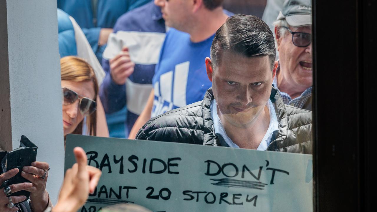 Member for Brighton James Newbury was among protesters at the event. Picture: NewsWire / Nadir Kinani