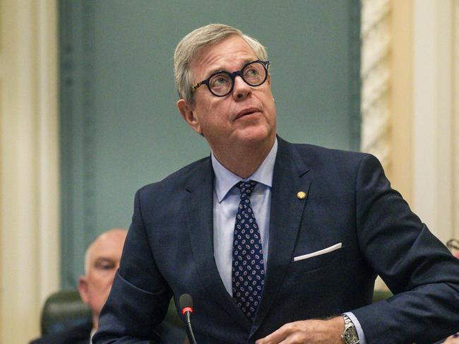 BRISBANE, AUSTRALIA - NewsWire Photos - DECEMBER 10, 2024: Health Minister Tim Nicholls speaks during question time in Queensland Parliament . Picture: NewsWire / Glenn Campbell