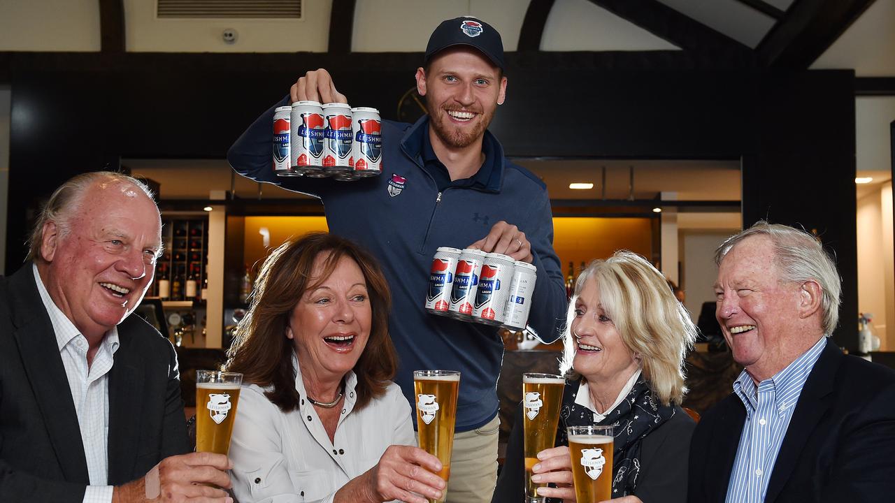 Wayne and Wendy Cheeseman and Sally and Bruce McBriar with barman Will Shepherd are hoping Marc Leishman will win the US Masters. Picture: Josie Hayden.