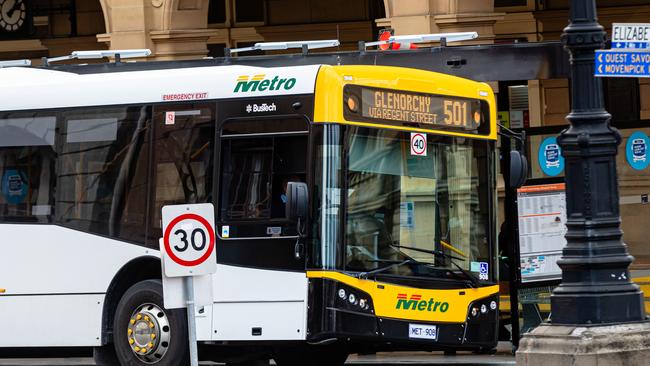 A metro bus at Elizabeth Street Mall. Picture: Linda Higginson