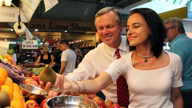 Former SA premier Mike Rann and his wife Sasha Carruozzo at the Adelaide Central Markets in 2010.