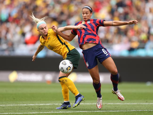 Clashes between the Matildas and the USWNT have typically been tight affairs. Picture: Mark Kolbe/Getty Images