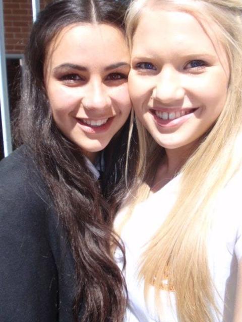 Anja Nissen with a friend from Winmalee High School