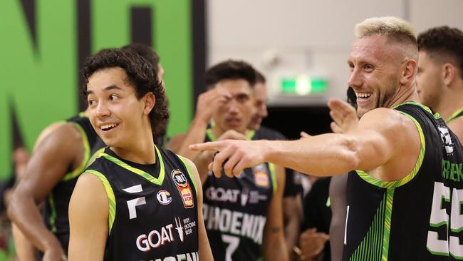 You’d be smiling too if you’d just sewn up an NBL play-in berth. Picture: Getty Images