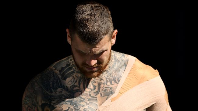 Dugan looks ready to beat the shoulder knock. (Mark Kolbe/Getty Images)