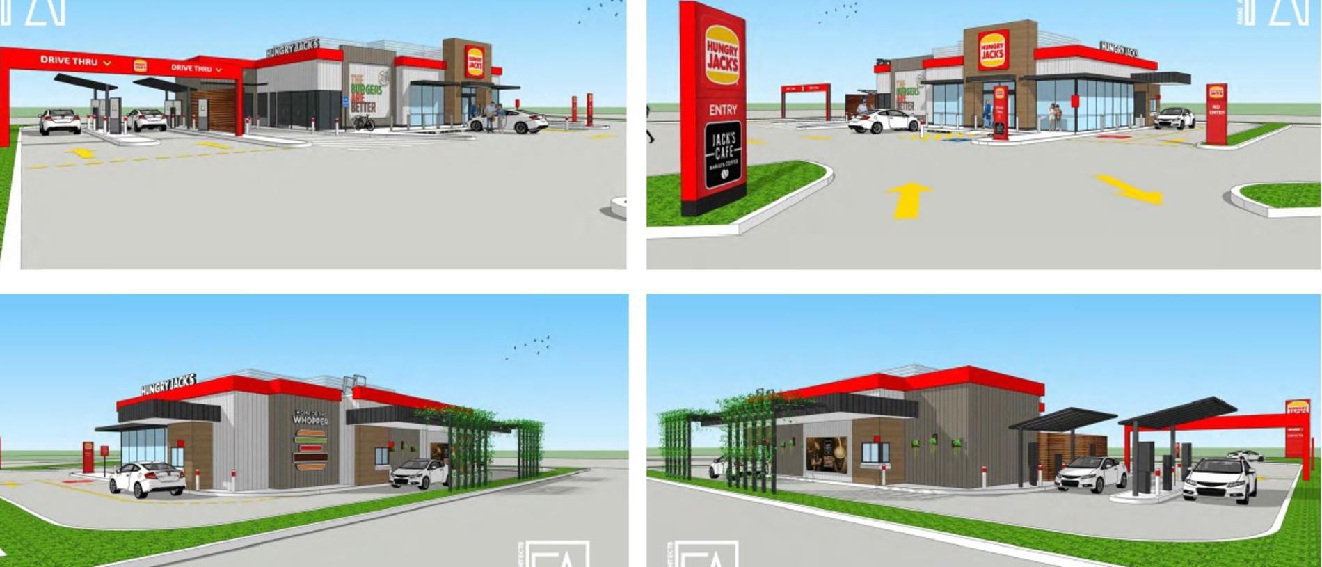 Previous renders of the Hungry Jacks Gracemere, which have been changed slightly.