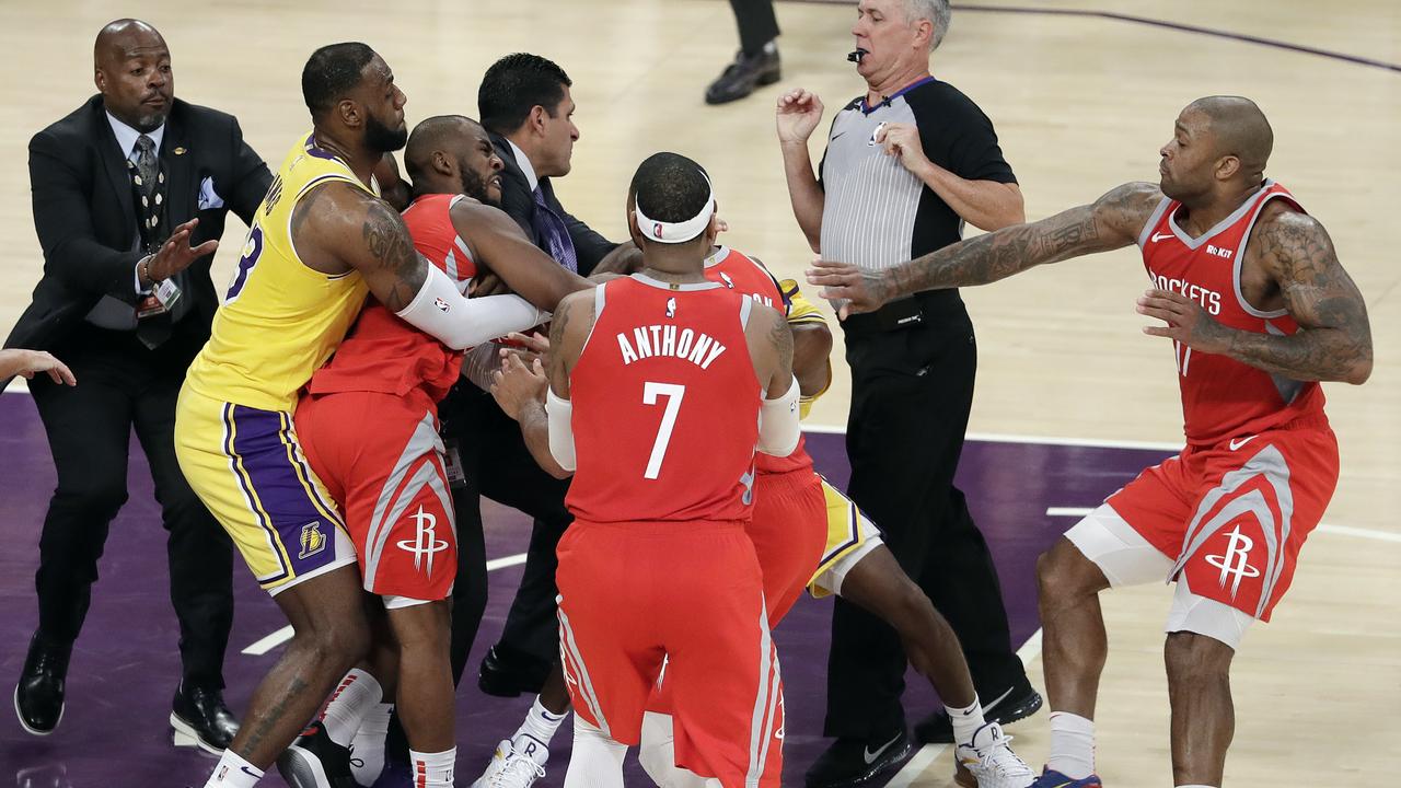 The fight at the Lakers-Rockets game broke the internet.