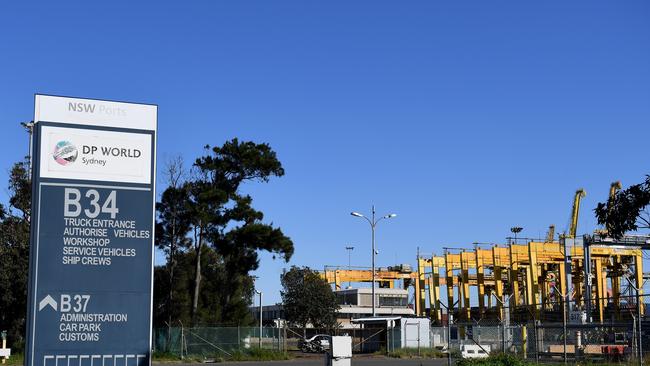 The port operations of DP World are seen at Port Botany, in Sydney. Picture: AAP