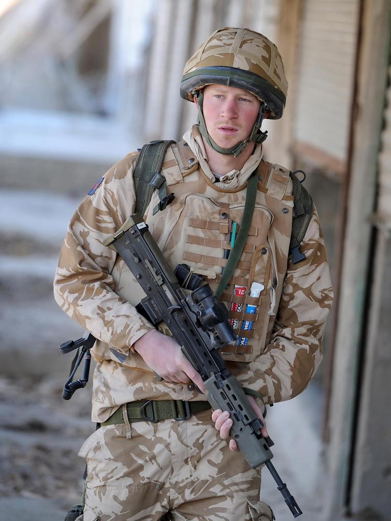 Prince Harry in Afghanistan in 2008 on patrol through the deserted town of Garmisir, close to forward operating base Delhi. Picture: AFP