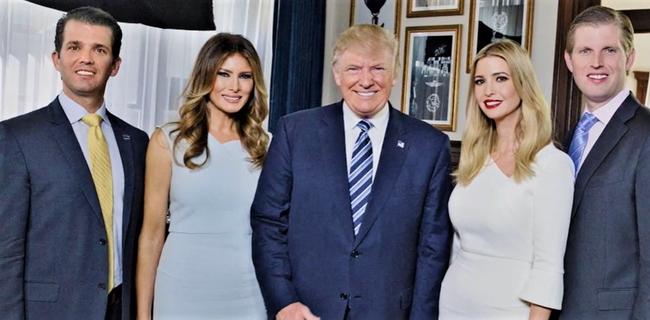 From left to right: Don Jr, Mr Trump’s wife Melania, Mr Trump, Ivanka and Eric. Younger children Tiffany and Barron do not feature in the documentary. Picture: Foxtel