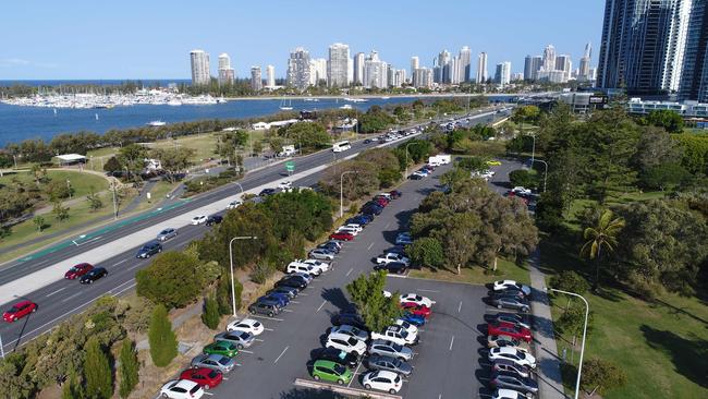 An aerial view of Carey Park at Southport as it looks today. Picture: Glenn Hampson.
