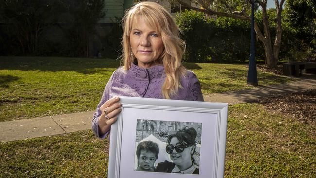 Sonia Anderson holding an image of her daughter Bianca Girven, who was murdered by her partner nine years ago. Picture: Glenn Hunt/The Australian